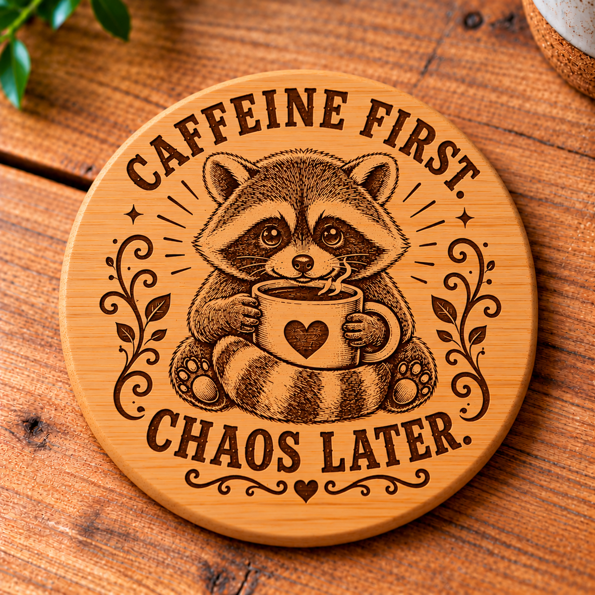 Coffee Animal Humour Bamboo Wood Coasters