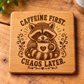 Coffee Animal Humour Bamboo Wood Coasters