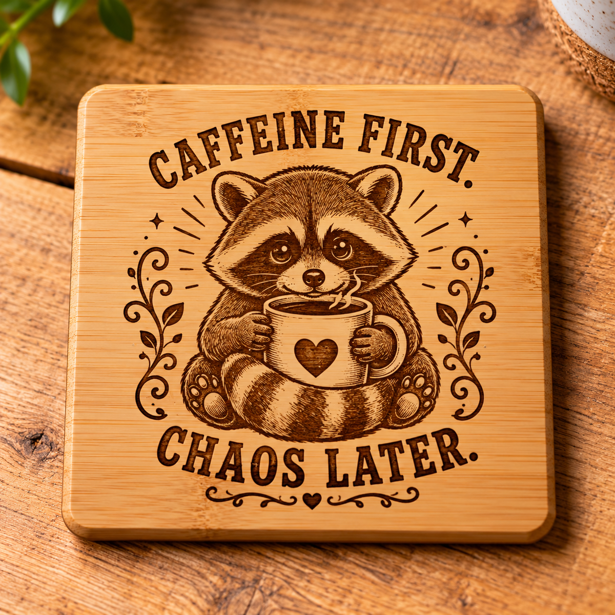 Coffee Animal Humour Bamboo Wood Coasters