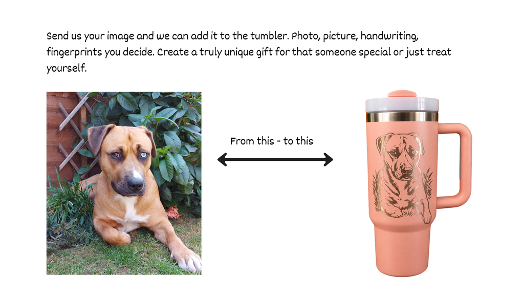 40oz Personalised Tumbler. Photo, Image, Handwriting.
