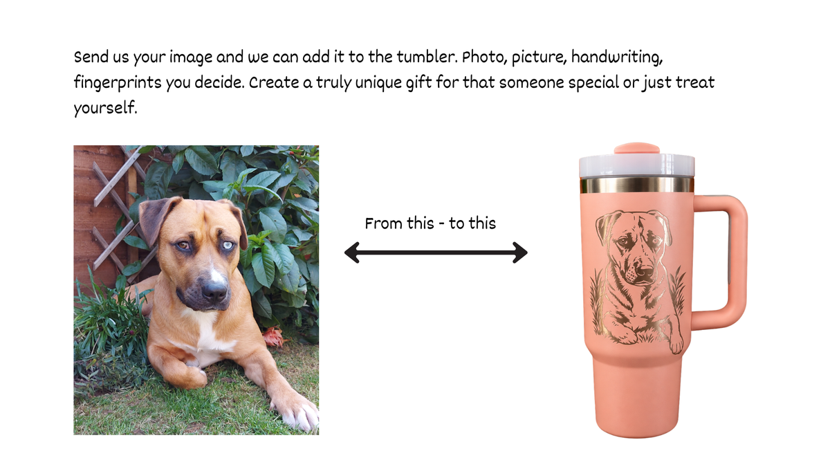 40oz Personalised Tumbler. Photo, Image, Handwriting.