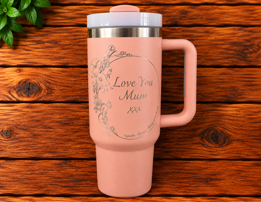 40oz Personalised Birth Flower Tumbler