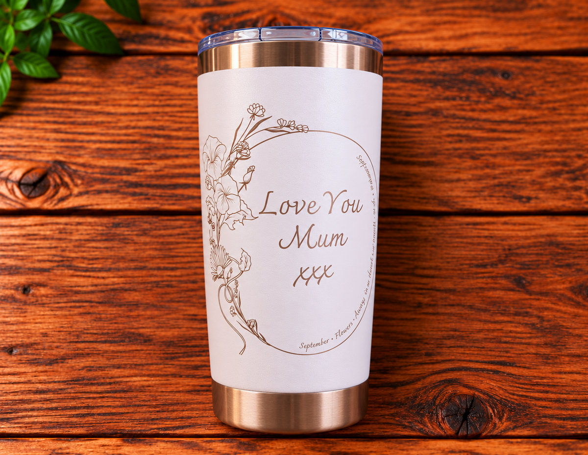 20oz Personalised Birth Flower Tumbler