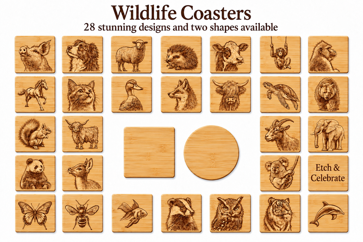 Bamboo Wooden Coasters (Animal collection)